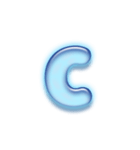 アルファベット小文字ガラスのような青色 N（個別スタンプ：3）