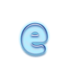 アルファベット小文字ガラスのような青色 N（個別スタンプ：5）