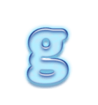 アルファベット小文字ガラスのような青色 N（個別スタンプ：7）