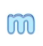 アルファベット小文字ガラスのような青色 N（個別スタンプ：13）