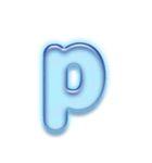 アルファベット小文字ガラスのような青色 N（個別スタンプ：16）