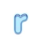 アルファベット小文字ガラスのような青色 N（個別スタンプ：18）