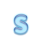 アルファベット小文字ガラスのような青色 N（個別スタンプ：19）