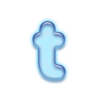 アルファベット小文字ガラスのような青色 N（個別スタンプ：20）