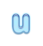 アルファベット小文字ガラスのような青色 N（個別スタンプ：21）