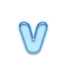 アルファベット小文字ガラスのような青色 N（個別スタンプ：22）