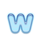 アルファベット小文字ガラスのような青色 N（個別スタンプ：23）