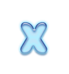 アルファベット小文字ガラスのような青色 N（個別スタンプ：24）