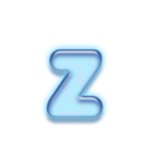 アルファベット小文字ガラスのような青色 N（個別スタンプ：26）