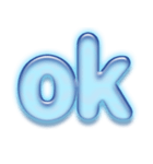 アルファベット小文字ガラスのような青色 N（個別スタンプ：27）