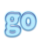 アルファベット小文字ガラスのような青色 N（個別スタンプ：28）