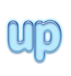 アルファベット小文字ガラスのような青色 N（個別スタンプ：30）