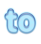 アルファベット小文字ガラスのような青色 N（個別スタンプ：33）