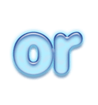 アルファベット小文字ガラスのような青色 N（個別スタンプ：34）