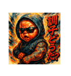 最強ベイビー【カラフル水墨画】（個別スタンプ：2）