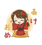 【2026年】新年あけおめ♡茶髪ガール（個別スタンプ：3）