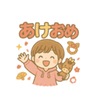 可愛い女子あけおめポップアップスタンプ（個別スタンプ：3）