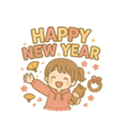 可愛い女子あけおめポップアップスタンプ（個別スタンプ：6）