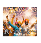 あけおめ2026インド人の豪華花火スタンプ（個別スタンプ：40）