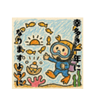 スキューバ大好き女の子の年末年始あいさつ（個別スタンプ：3）