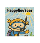 スキューバ大好き女の子の年末年始あいさつ（個別スタンプ：8）