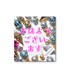 文字入力できる♥雪の結晶キラキラフレーム（個別スタンプ：5）