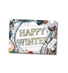 文字入力できる♥雪の結晶キラキラフレーム（個別スタンプ：16）