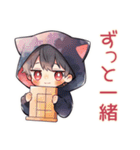 黒猫耳パーカーくん★一年中使える（個別スタンプ：1）