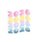 ポップなグラデーションあけおめ-ポップ（個別スタンプ：1）