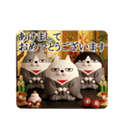 動く 3D三匹の擦れねこ 年末年始2026（個別スタンプ：2）