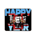 動く 3D三匹の擦れねこ 年末年始2026（個別スタンプ：3）