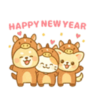 ワンニャンのほのぼの年末年始スタンプ（個別スタンプ：3）