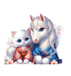可愛い子猫と干支のお馬さん（個別スタンプ：40）