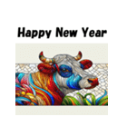 十二支全部 あけおめ年賀状 ステンドグラス（個別スタンプ：6）