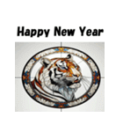 十二支全部 あけおめ年賀状 ステンドグラス（個別スタンプ：9）