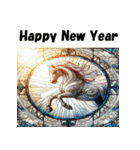 十二支全部 あけおめ年賀状 ステンドグラス（個別スタンプ：23）