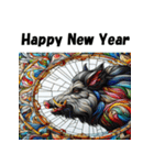 十二支全部 あけおめ年賀状 ステンドグラス（個別スタンプ：40）