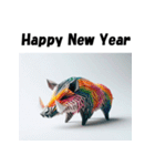 十二支全部 あけおめ 年賀状 おりがみ（個別スタンプ：40）