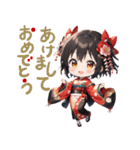 あけおめ！元気いっぱい着物ガール（個別スタンプ：1）