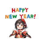 あけおめ！元気いっぱい着物ガール（個別スタンプ：10）