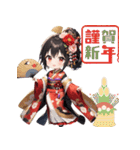 あけおめ！元気いっぱい着物ガール（個別スタンプ：19）