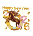 【開運 飛び出す 金の年賀状2026】（個別スタンプ：15）