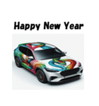 十二支全部 あけおめ 年賀状 デザインカー（個別スタンプ：18）