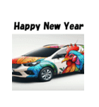 十二支全部 あけおめ 年賀状 デザインカー（個別スタンプ：32）