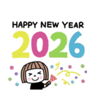 ゆるかわ女子♡年賀スタンプ2026（個別スタンプ：3）