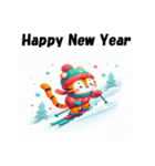 十二支全部 あけおめ 年賀状 スキー（個別スタンプ：9）