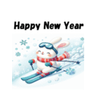 十二支全部 あけおめ 年賀状 スキー（個別スタンプ：13）