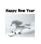 十二支全部 あけおめ 年賀状 スキー（個別スタンプ：24）