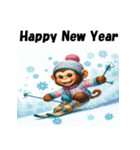 十二支全部 あけおめ 年賀状 スキー（個別スタンプ：31）
