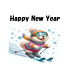 十二支全部 あけおめ 年賀状 スキー（個別スタンプ：37）
